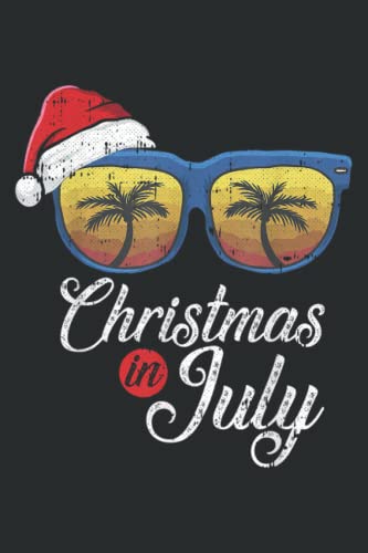 Christmas in July Cool Hawaiian Beach Summer Vacation Surfer Graphic: Lined with 6x9 inches, 110 Pages For Memo Diary Journal, Perfect for School, Office & Home