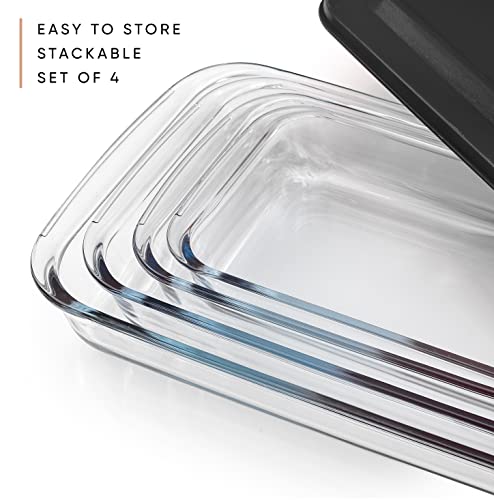 Joyful By Joyjolt 8Pc Glass Bakeware Set. 4X Baking Pan Dishes And 4X Baking Dish Lids For Kitchen Storage, Deep Baking Sheet, Oven Tray, Rectangle Casserole Dish, Lasagna Pans, Cake Baking Sheets #TOP5