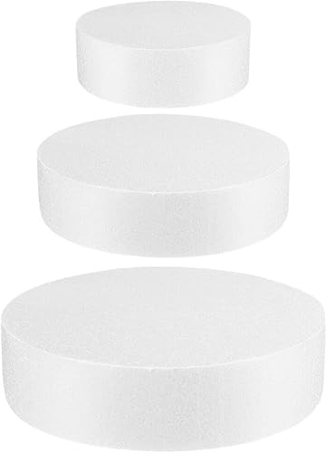 Luxshiny 3 Uds. falsos para tartas falsas, espuma de bricolaje, para práctica, pastel, horneado, maniquíes, poliestireno, redondo, decoración de