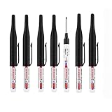 Mehrzweck-Tieflochmarker, lange Spitze, wasserfest, bunt, Tischlerstift für Badezimmer, Holzbearbeitung, Dekoration, Rot, Schwarz, Blau, Grün, Tinte, Permanentmarker, Marker, Stifte, Schwarz, 6 Stück