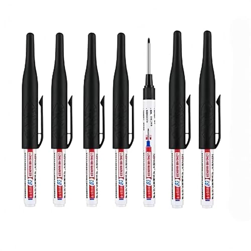 Mehrzweck-Tieflochmarker, lange Spitze, wasserfest, bunt, Tischlerstift für Badezimmer, Holzbearbeitung, Dekoration, Rot, Schwarz, Blau, Grün, Tinte, Permanentmarker, Marker, Stifte, Schwarz, 6 Stück
