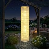 iShabao 96cm Farolillo Solare Exterior, Nailon Blanco Cálido Impermeable Farolillo Solar para Balcones Terrazas Fiestas y Bodas Decoración