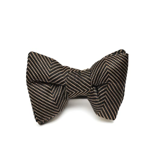 [Tom Ford] [トムフォード] パピヨン 蝶ネクタイ ボウタイ メンズ シルク 100% ヘリンボーン ブラック×ゴールド [並行輸入品]