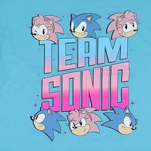 Mad Engine Girls Sonic The Hedgehog Graphic Short Sleeve T-Shirt Featuring Sonic & Amy- Sizes XS-XL4