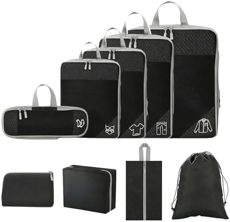Organizador Maleta, Set 9 Compression Packing Cubes, Bolsas Compr...