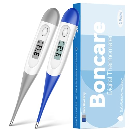 Thermometer for Baby, 2 Packs, Rectal Digital Thermometer with 10 Seconds Fast Reading (Dark Blue+Grey)