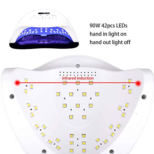 Garberiel 90 W UV LED Gel Nageltrockner Maschine Licht Smart Auto Sensing Nail Lamp mit 4 Timer Voreinstellungen (10s… – Bild 4