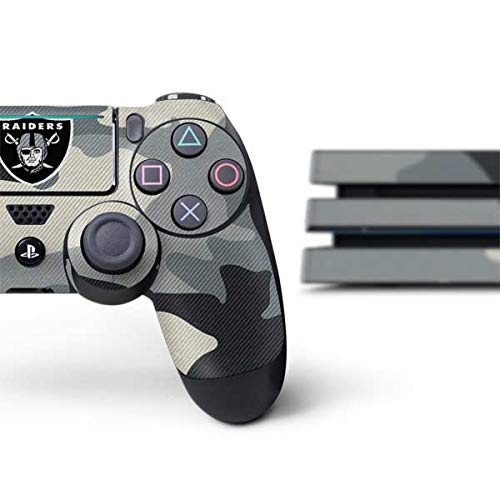 Skinit Decal Gaming Skin Compatible with PS4 Pro Console and Controller Bundle - Officially Licensed NFL Las Vegas Raiders Camo Design