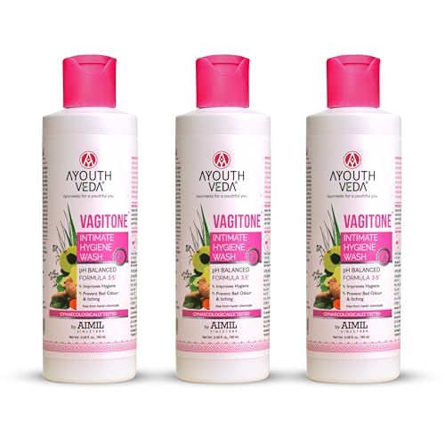 Ayouthveda Vagitone Intimate Hygiene Wash For Women | pH Balanced Daily Intimate Wash | Controls Odor, Itching & Dryness | Sulfate-Free, Gynaecologically Tested | With Sphatika, Green Tea & Aloe Vera | 180 ml (Pack of 3)