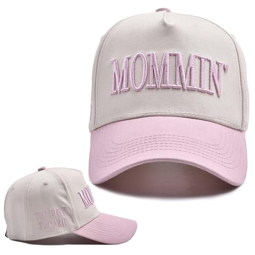 Image of Mommin Baseball Cap for Women Men Vintage Embroidered Mom Trucker Hat Adjustable Canvas Vintage Hat for Casual Wear