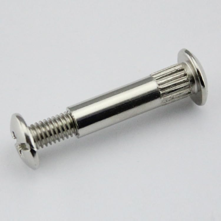 12 Piezas Tornillos de conexión M6, Grosor de madera 32-42 mm, Tornillos de conexión, Acero niquelado, Conector de armario Phillips PZ2 y hoja plana para Mmuebles, Armarios, Tableros de Madera