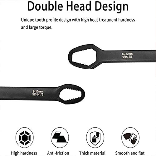 Universal Torx Wrench Double-Head Self-Tightening Adjustable Glasses Wrench 8-22Mm Board Both Ends Shaped Multi-Purpose Multi-Function For Outdoor Riding Or Home Car Maintenance (2 Pcs) #TOP4