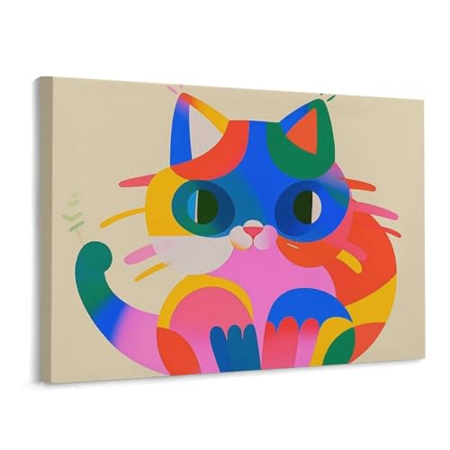 Toile murale chats colorés pour créer un salon chaleureux et cosy