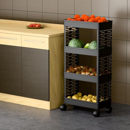 Image of Plastic Multipurpose 4-Tier Floor Mount Corner Shelf Kitchen Organizer Rack /Storage Shelf /Dish Rack /Storage Rack for Kitchen