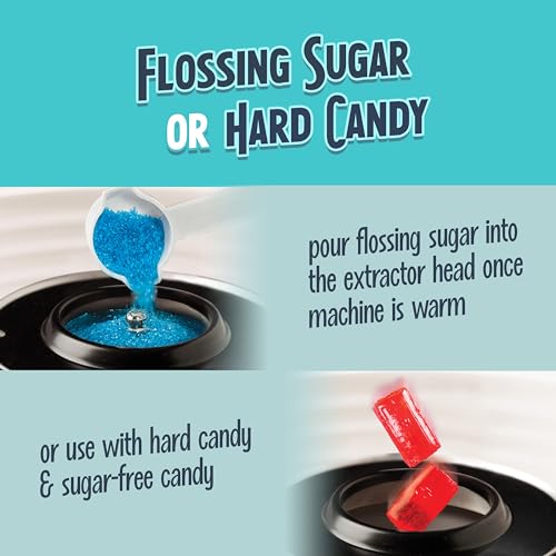 Image of Nostalgia Countertop Cotton Candy Machine - Use Normal or Sugar-Free Candy or Flossing Sugar - Includes 2 Reusable Cones and Measuring Scoop - Aqua