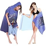 Umziehhilfe Strand- Ultraleicht und schnelltrocknend, Surf Poncho für Damen Herren Erwachsene Jugendliche, Umkleidehilfe Handtuch Poncho Bademantel, Mikrofaser Bademantel Handtuch mit Kapuze