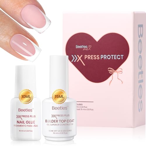 Image of Beetles Fast Dry Nail Glue & Builder Top Coat Set | Strong Hold Nail Glue for Press-On Nails, High Shine Builder Top Coat for French Tips