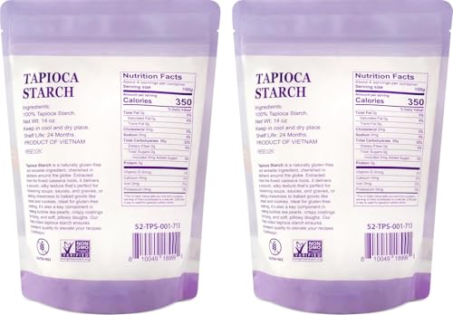 Image of 52USA Tapioca Starch, 2 Pack (28oz Total) | Tapioca Flour from Cassava Root | Gluten Free Flour Substitute | Vegan, Kosher, Non-GMO | Thickener for Baking, Cooking, Soups & Bubble Tea