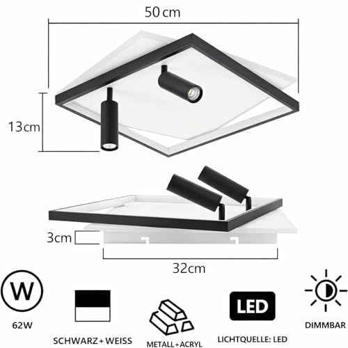 Plafonnier LED variable 62W noir GBLY de 52 cm avec télécommande - 4