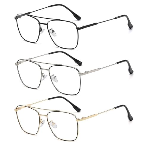 laureles 3Pack Mix Metal Frames Double Bridge Blue Light Blocking Men Reading Glasses Women Computer Readers L152