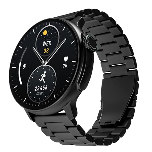 Image of boAt Lunar Tigon Smart Watch w / 1.45 inch (3.6 cm) AMOLED Display, Advanced BT Calling,Always on Display, Functional Crown,Premium Design & Ocean Ridge Strap,IP67,HR & SpO2 Monitoring(Steel Black)