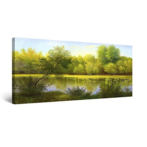 Startonight Canvas Wall Art Country Landscape Summer Lake - Nature Framed 24 x 48 Inches