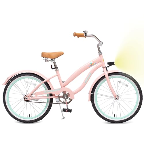 Image of ACEGER Girls Beach Cruiser Bike for Kids 5-13 Years Old, 16 inch 18 inch 20 inch 24 inch Single Speed Kids Bicycle Included Coaster Brake, Front and Rear Reflectors, 24 inch 7 Speeds with Dual Brakes