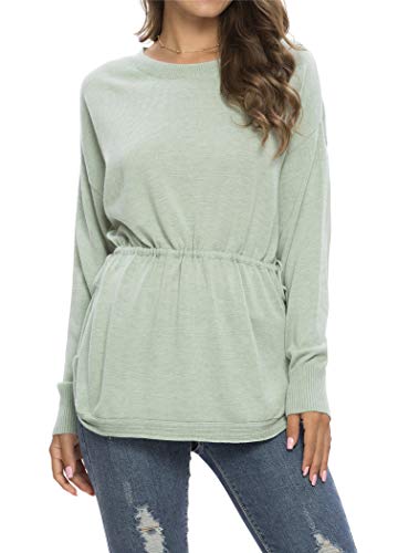 Luna et Margarita Jersey Largo de Lana Verde de Lana 42 Cuello Redondo de Manga Larga de Gran tamaño