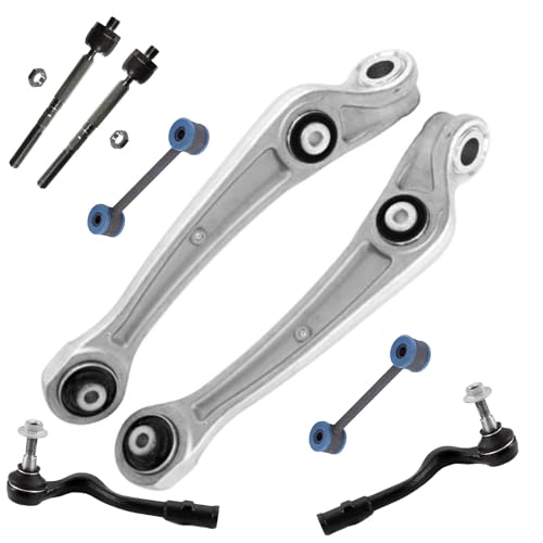 Image of Detroit Axle - 8pc Front End Control Arms Kit for Audi A4 A5 Quattro Allroad Q5 RS5 S4 S5, 2 Lower Forward Control Arms 2 Sway Bar Links 4 Inner Outer Tie Rods Replacement