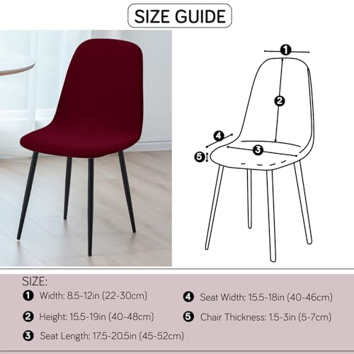 Image of HOKIPO 'SereneSolids' 140 GSM Shell Chair Cover, Mid Century Modern Dining Chair Cover, Pack of 1, Burgundy (AR-6248-BRGN)