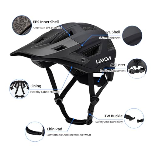Lixada Bike Helmet for Men and Women, cycle helmet 14 Vents with Adjustable Strap & Detachable Visor 55-61cm - Image 5