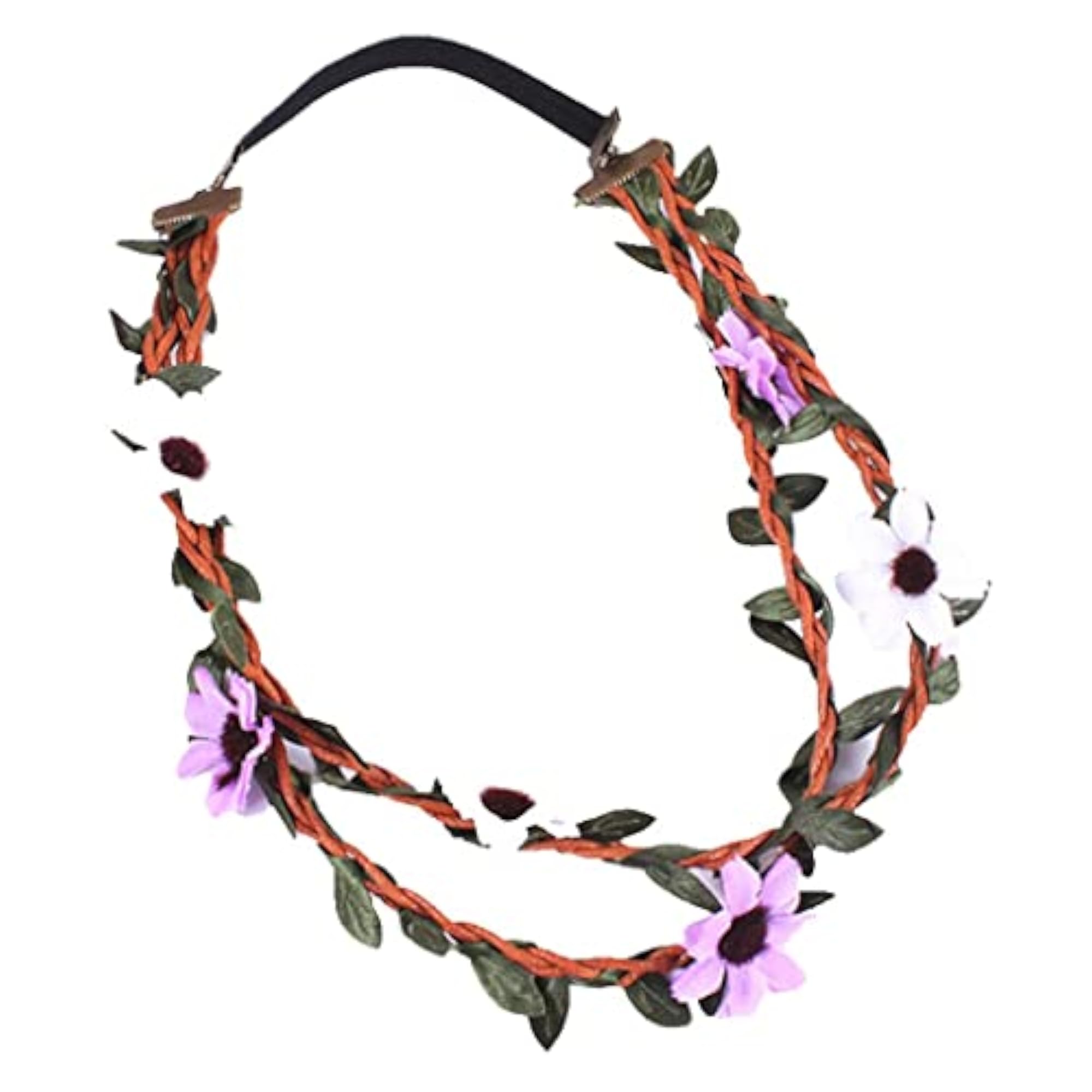 Multicolor Retro Flower Leaf Garland Hairband for Brides