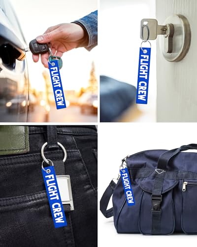 Image of Junkin 12 Pcs Flight Crew Keychain Airplane Aviation Keychain Flight Crew Luggage Tags Embroidered Key Ring