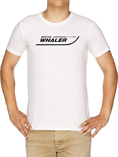 100% Cotone Best Awesome Boston Whaler Design T-Shirt Uomo Bianco