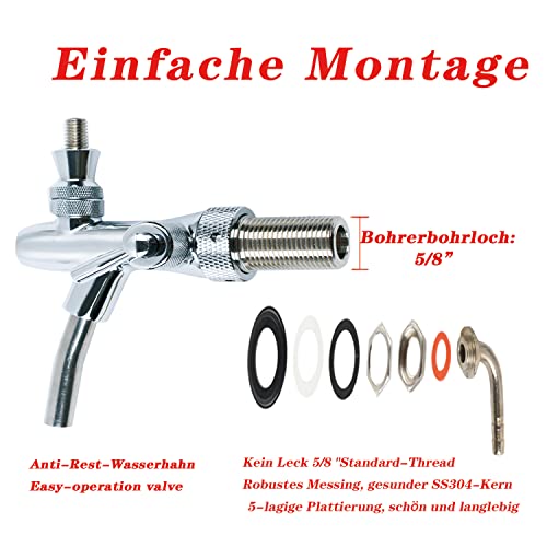 Bierzapfhahn Einstellbare G5/8 Gewinde Bierhahn Chrome Fassbierhahn, Einstellbarer Bier Zapfhahn für Hause Bar Restaurants – Bild 6