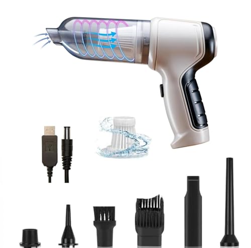 3-in-1 Handheld Portable Mini Vacuum Cleaner | Cordless Blower for Car, USB Rechargeable | High-Power Wireless Cleaner | Washable HEPA Filter, Long Battery Life (White)