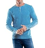 Waffelstruktur engbers Herren Henley Shirt mit Waffelstruktur, 29215, Türkis in Größe S