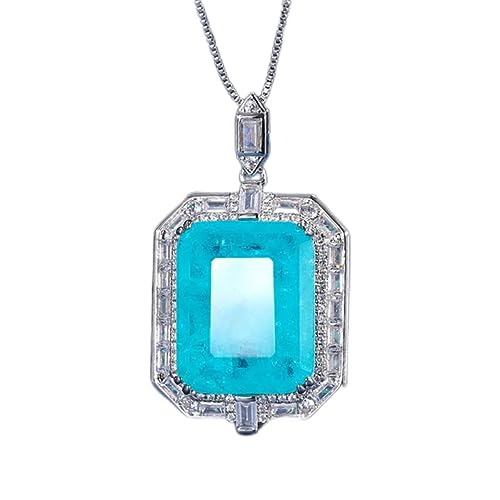アクセサリー ヴィンテージ 16 * 20mm エメラルド サファイア パライバトルマリン ペンダントネックレス ジェムストーン ラボ ダイヤモンド カクテルパーティー ファインジュエリー (スカイブルー A) - Generic - 商品画像