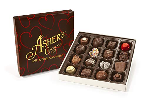 Asher\'s Chocolates, Chocolate Covered Heart Assortments, Collection of Gourmet Chocolate, Small Batches of Kosher Chocolate, Family Owned Since 1892 (8 oz, Variety Assortment)