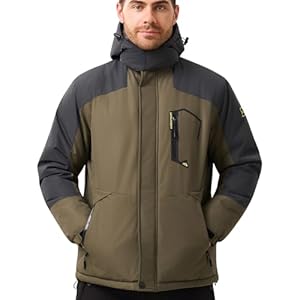 Aureonus Veste d'hiver Chaude pour Hommes avec Capuchon Amovible Manteau de Sport en Polaire Thermique pour Hommes Armée Verte XL