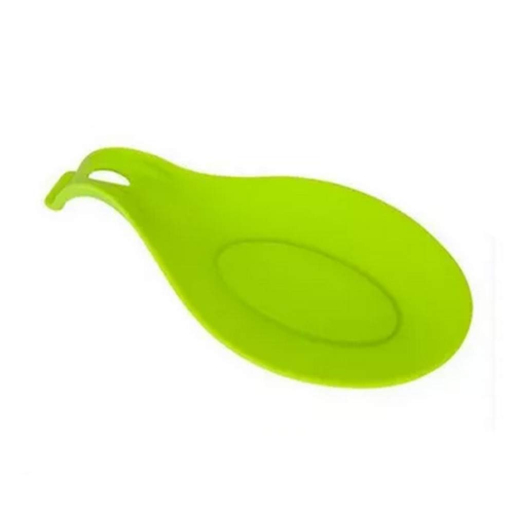 HoitoDeals Green Silicone Holder Spoon Rest Heat Resistant Teabag Tidy Holder Cooking Utensil Dish