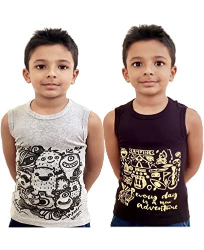 Image of HAP Boys Printed Mega Vest | 100% Cotton Multi Color Tank top |Sleeveless Tshirt