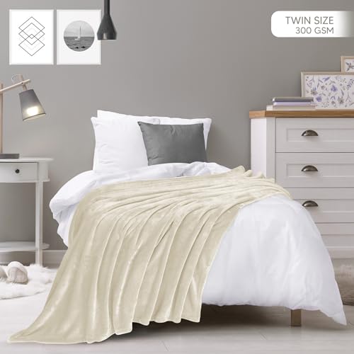Image of Utopia Bedding Fleece Blanket Twin Size Linen (60x80 Inches) Ultra Soft Warm Lightweight Microfiber Breathable Anti-Static Cozy Bed Blanket, All-Season Home Decor Gift for Men & Women