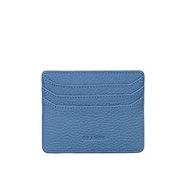 grande 3633 Genuine Leather Card Holder For Women and Men Super Slim Minimalist Small Snap Wallet (Iced Blue)