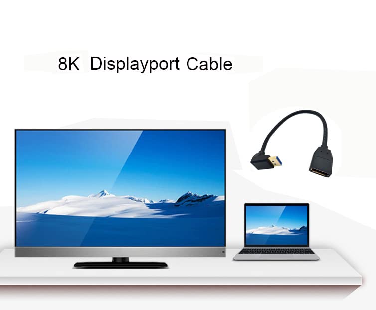 Cable de extensión macho a hembra DisplayPort (DP) de 2 pies en ángulo de 90 grados para PC/portátil con DP, MacBook, Surface Pro, Mac Mini 7