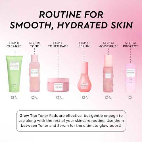 Image of Glow Recipe LHA + AHA Toner Pads - Korean Exfoliating Toner for Face - Pore Minimizer - Hydrating Toner Pads - 5 Gentle Acids, Watermelon Enzymes, Hydrating Botanicals (60 Face Pads)