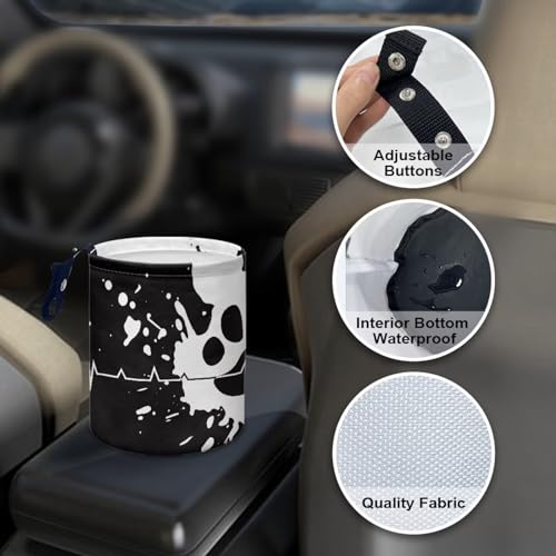 Image of Dog Paw Black Tie Dye Car Trash Can Collapsible Portable Car Garbage Bin for Car Front Seat, Back Seat, Floor, Headrest Rubbish Bin Universal Fit