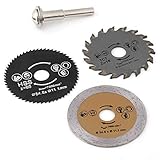 Paquete de 3 piezas 54.8 mm HSS Mini hoja de sierra circular hoja de corte herramienta rotativa Disco de corte para cortar madera y mandril