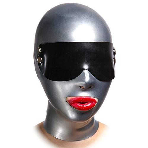 Cagoule déguisement latex BC06 argenté XL en caoutchouc souple