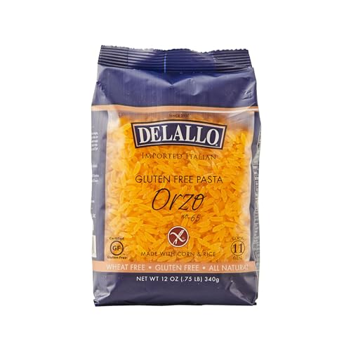 DeLallo Gluten Free Orzo Pasta, 12 oz Bag, (2 Pack), Made with Corn and Rice Flour, Handcrafted in Italy, Non-GMO, All Natural, Kosher